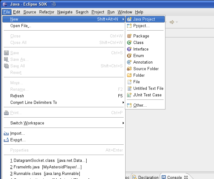 Screenshot: Neues Java-Projekt anlegen